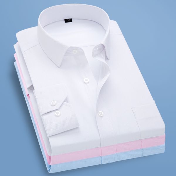 men's casual long sleeve standard-fit dress shirts formal business button up twill simple basic design work office shirt, White;black
men's casual long sleeve standard-fit dress shirts formal business button up twill simple basic design work office shirt, White;black
