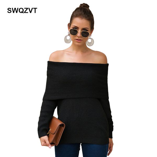 knitted sweater women autumn winter off shoulder pullovers slim women clothes sweaters 2019 new pullover, White;black
knitted sweater women autumn winter off shoulder pullovers slim women clothes sweaters 2019 new pullover, White;black