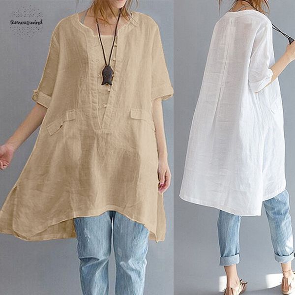 neck blouse linen solid cotton round long women plus size loose short sleeve blouses female irregular hem shirt blouse 5xl, White
neck blouse linen solid cotton round long women plus size loose short sleeve blouses female irregular hem shirt blouse 5xl, White