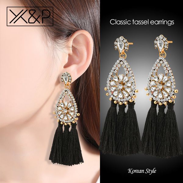 x&p fashion bohemian handmade statement tassel crystal long drop earrings for women girl party ethnic zircon earring jewelry, Silver
x&p fashion bohemian handmade statement tassel crystal long drop earrings for women girl party ethnic zircon earring jewelry, Silver