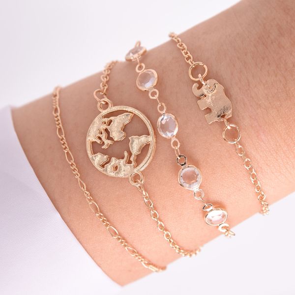 s1023 fashion jewelry bracelet set elephant map beads chain layered bracelets 4pcs/set, Golden;silver
s1023 fashion jewelry bracelet set elephant map beads chain layered bracelets 4pcs/set, Golden;silver