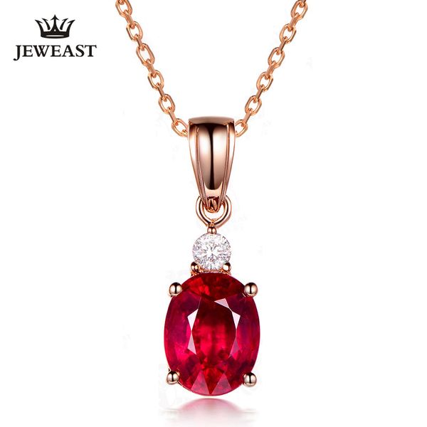 

natural red tourmaline 18k pure gold pendant real au 750 solid gold upscale trendy classic party fine jewelry sell new 2019, Blue;slivery