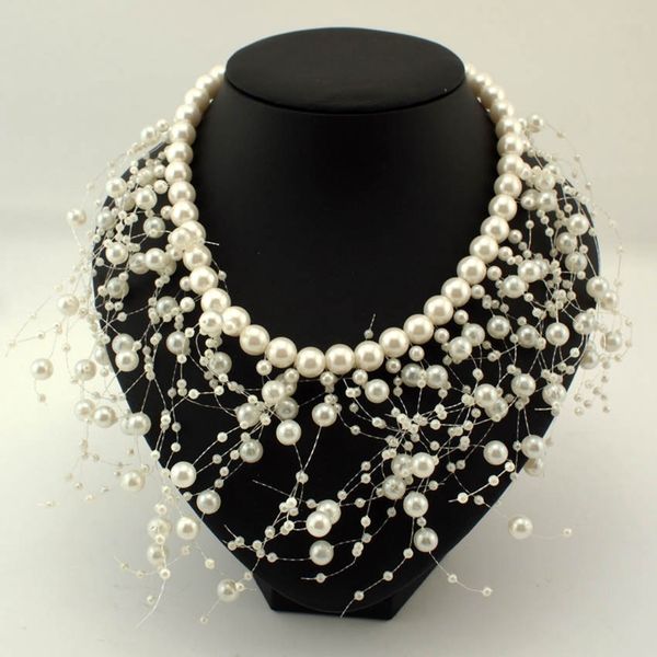 pearl necklace wedding accessory white near round pearl jewelry gift women's delicate banquet jewelry, Silver
pearl necklace wedding accessory white near round pearl jewelry gift women's delicate banquet jewelry, Silver