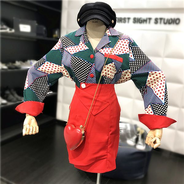 fashion autumn runway designer women two piece set polka dot printing shirts and slim package hip skirt clothing sets sl462, White;black
fashion autumn runway designer women two piece set polka dot printing shirts and slim package hip skirt clothing sets sl462, White;black