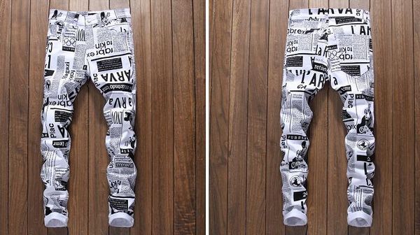 newspaper printed pattern designer jeans men's white letter painted elastic skinny pants slim trousers size 29-38, Blue
newspaper printed pattern designer jeans men's white letter painted elastic skinny pants slim trousers size 29-38, Blue