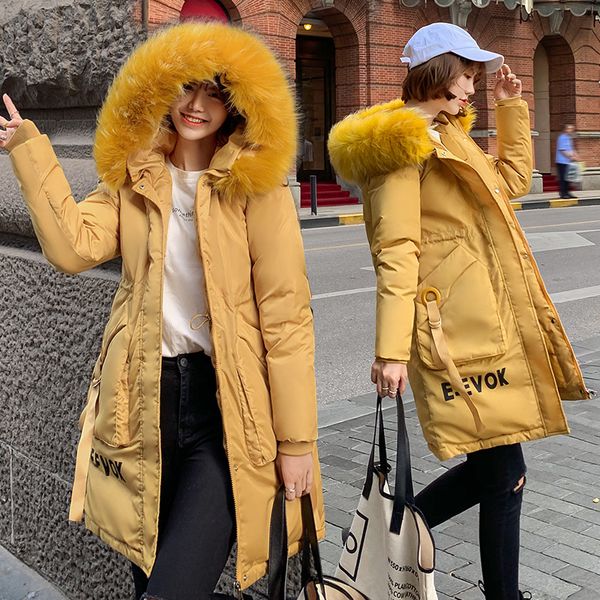 new winter jacket down cotton coat women fur collar hooded parka big pocket ribbon warm thicken outwear female coat parkas, Black
new winter jacket down cotton coat women fur collar hooded parka big pocket ribbon warm thicken outwear female coat parkas, Black