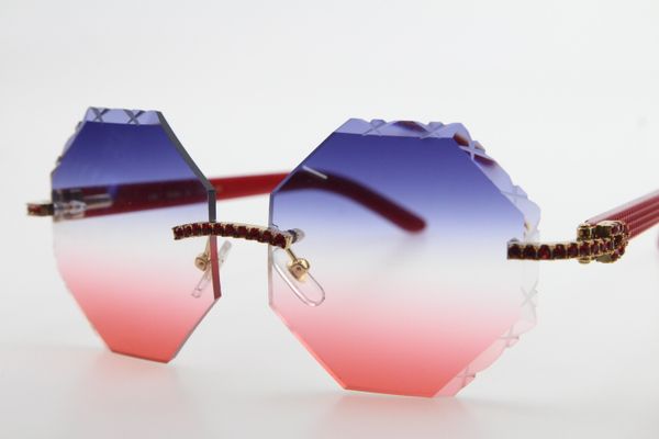 4189706 rimless red diamond red arms sunglasses new style carved blue lens glases plank glasses, White;black
4189706 rimless red diamond red arms sunglasses new style carved blue lens glases plank glasses, White;black