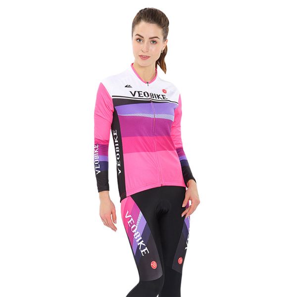 

veobike 2019 racing bike clothing kits mtb lady pro team cycling jerseys set women long bicycle clothes girl cycle sports wear, Black;blue