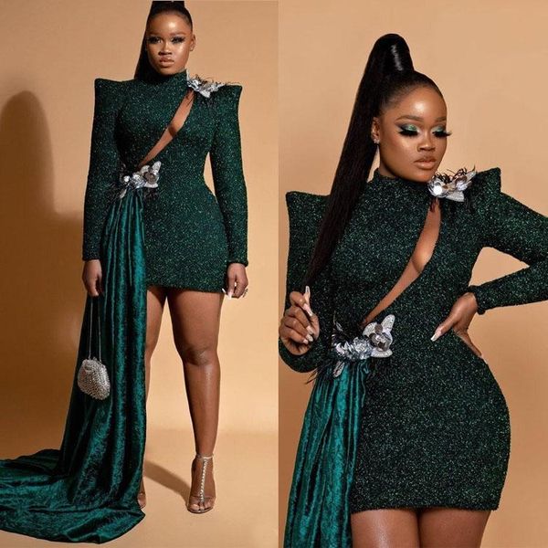 african long sleeve prom dresses with appliques high neck sequins simple evening dress formal short mini cocktail party dress, Black
african long sleeve prom dresses with appliques high neck sequins simple evening dress formal short mini cocktail party dress, Black
