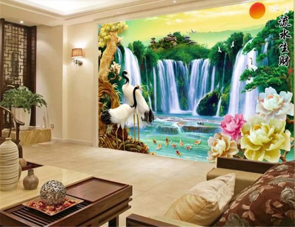 custom retail 3d new chinese-style water and wealthy home and tv background wall decoration murals
custom retail 3d new chinese-style water and wealthy home and tv background wall decoration murals