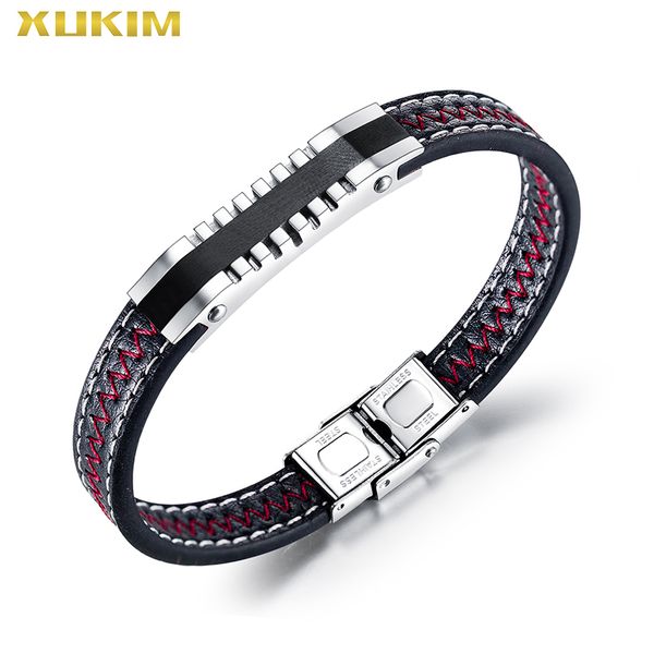 xukim jewelry leather men fasion stainless steel simple bracelet & bangle 2020 punk jewelry dropshipping kbo243, Black
xukim jewelry leather men fasion stainless steel simple bracelet & bangle 2020 punk jewelry dropshipping kbo243, Black