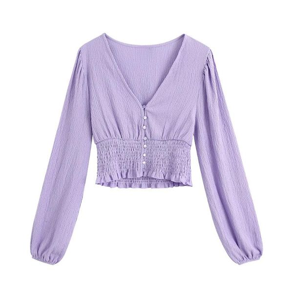 2020 summer women's new french niche waist waist fold slim slimming v-neck bubble long-sleeved short shirt, White
2020 summer women's new french niche waist waist fold slim slimming v-neck bubble long-sleeved short shirt, White