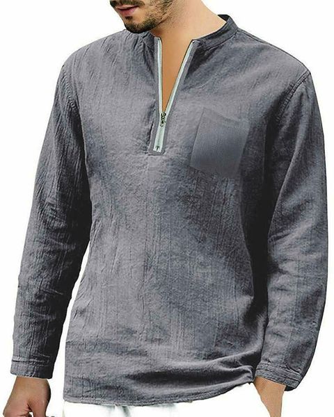 new style 2019 men's fashion linen long sleeve t-shirt male casual solid zipper stand collar plus size, White;black
new style 2019 men's fashion linen long sleeve t-shirt male casual solid zipper stand collar plus size, White;black