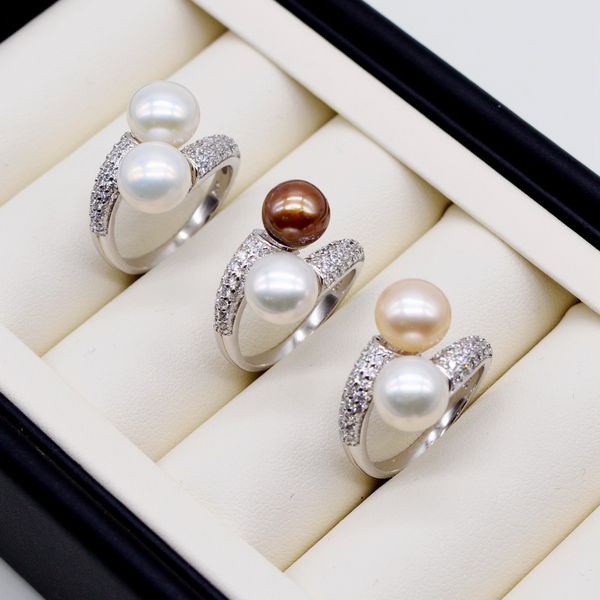 double pearl ring. round freshwater pearls. 925 sterling silver. adjustable. zircon women's pearl ring. engagement ring, Golden;silver
double pearl ring. round freshwater pearls. 925 sterling silver. adjustable. zircon women's pearl ring. engagement ring, Golden;silver
