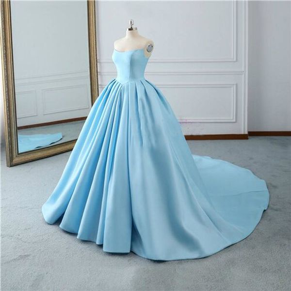 graceful strapless satin blue wedding dress pleated skirt court train ball gown wedding dress lace up back princess wedding gowns, White
graceful strapless satin blue wedding dress pleated skirt court train ball gown wedding dress lace up back princess wedding gowns, White