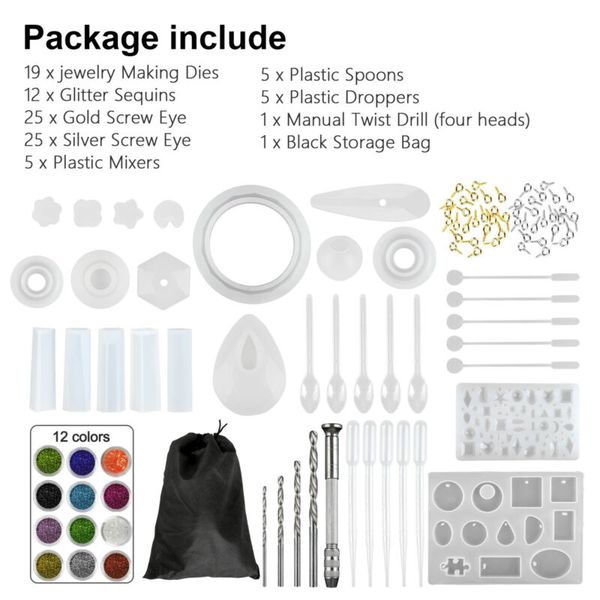98pcs/set resin casting molds tool kit silicone making jewelry diy pendant mould tool part set accessories, Black
98pcs/set resin casting molds tool kit silicone making jewelry diy pendant mould tool part set accessories, Black