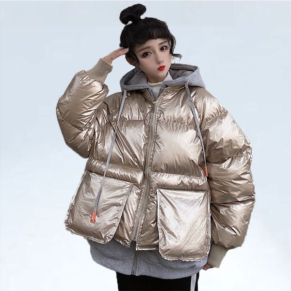 thick winter short glossy parka women outerwear 2019 down cotton padded jacket oversize loose hooded splice jacket coat female, Black
thick winter short glossy parka women outerwear 2019 down cotton padded jacket oversize loose hooded splice jacket coat female, Black
