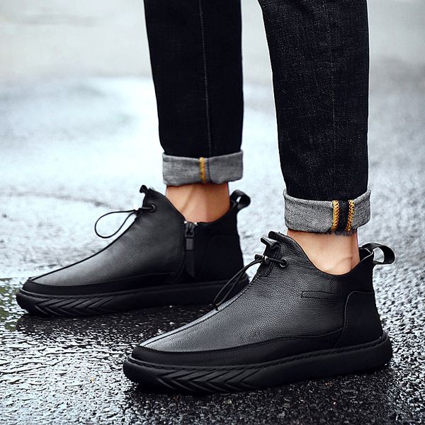high-mens shoes 2019 spring autumn male sneakers leather fashion man's casual shoe leisure walking footwear soft comfortable, Black
high-mens shoes 2019 spring autumn male sneakers leather fashion man's casual shoe leisure walking footwear soft comfortable, Black
