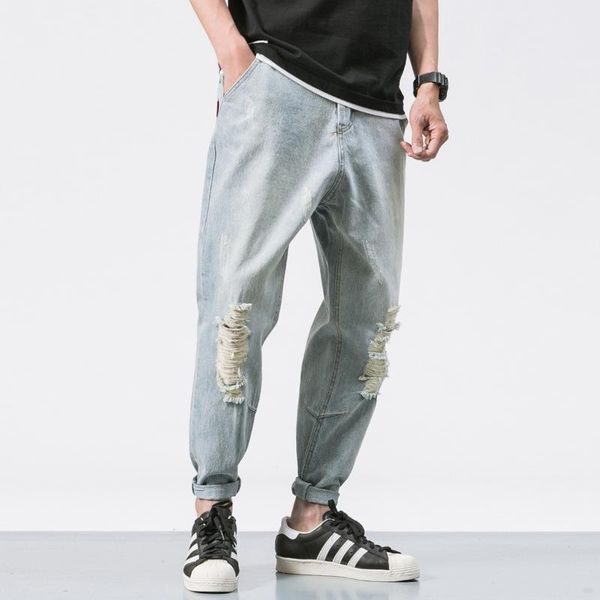 fashion streetwear men jeans loose fit retro light blue destroyed ripped harem jeans men pencil pants korean hip hop homme
fashion streetwear men jeans loose fit retro light blue destroyed ripped harem jeans men pencil pants korean hip hop homme