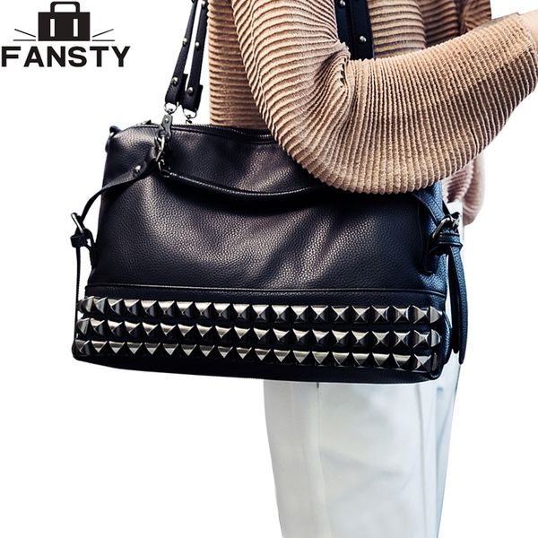 women casual shoulder bag large capacity handbag rivets good quality soft leather shoulder motorcycle bag female messenger
women casual shoulder bag large capacity handbag rivets good quality soft leather shoulder motorcycle bag female messenger