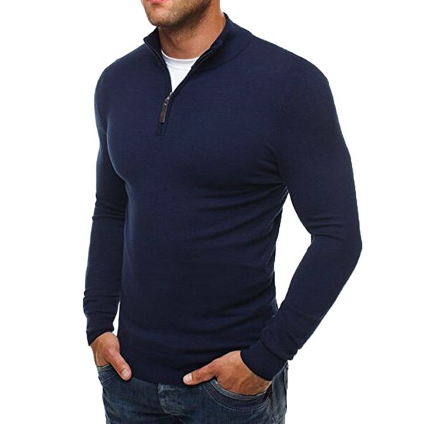 casual sweater men solid color stand collar long sleeve men sweater zipper knit sueter hombre black grey navy blue erkek kazak, White;black
casual sweater men solid color stand collar long sleeve men sweater zipper knit sueter hombre black grey navy blue erkek kazak, White;black