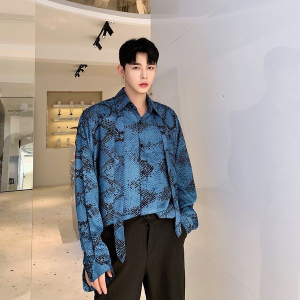 men long sleeve tie bow collar loose casual shirt male women vintage snake print streetwear hip hop party dress shirts, White;black
men long sleeve tie bow collar loose casual shirt male women vintage snake print streetwear hip hop party dress shirts, White;black