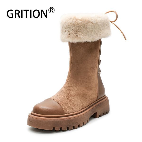 grition women boots winter thick bottom stitched leather plush boots ladies keep warm fur non-slip durable mid snow, Black
grition women boots winter thick bottom stitched leather plush boots ladies keep warm fur non-slip durable mid snow, Black