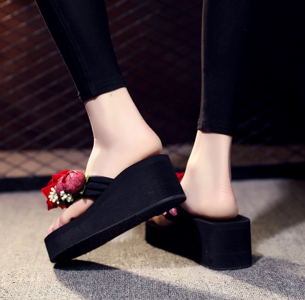 flip-flops women's summer non-slip handmade flowers beach shoes fashion clip foot wedges thick sole cute sandals size35-42, Black
flip-flops women's summer non-slip handmade flowers beach shoes fashion clip foot wedges thick sole cute sandals size35-42, Black