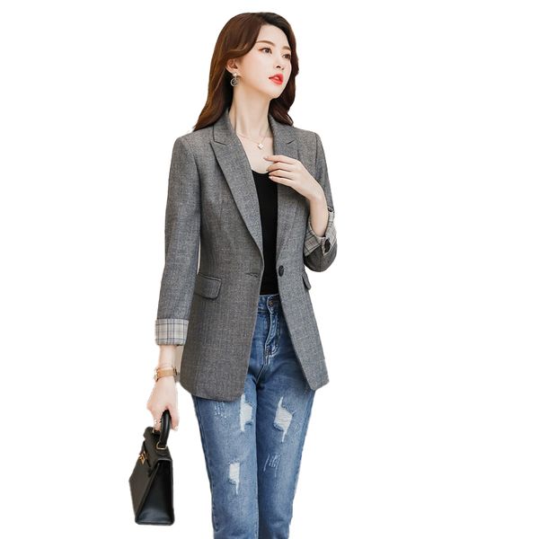 new 2020 women blazers and jackets office ladies work wear clothes elegant grey plaid blazer womens blazer casual long jacket, White;black
new 2020 women blazers and jackets office ladies work wear clothes elegant grey plaid blazer womens blazer casual long jacket, White;black