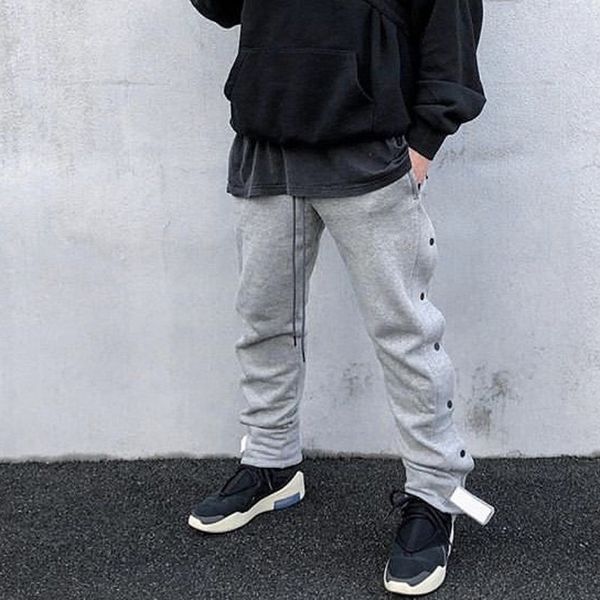 

19ss fear of god fog dark buckle sweatpants gray classic track pants luxury vintage street casual trousers men women sport pants hfymkz143, Black