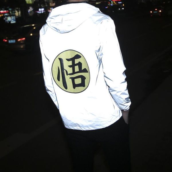 korean style streetwear text stamp reflective jacket men fashion hooded night glow coat male brand clothes, Black;brown
korean style streetwear text stamp reflective jacket men fashion hooded night glow coat male brand clothes, Black;brown
