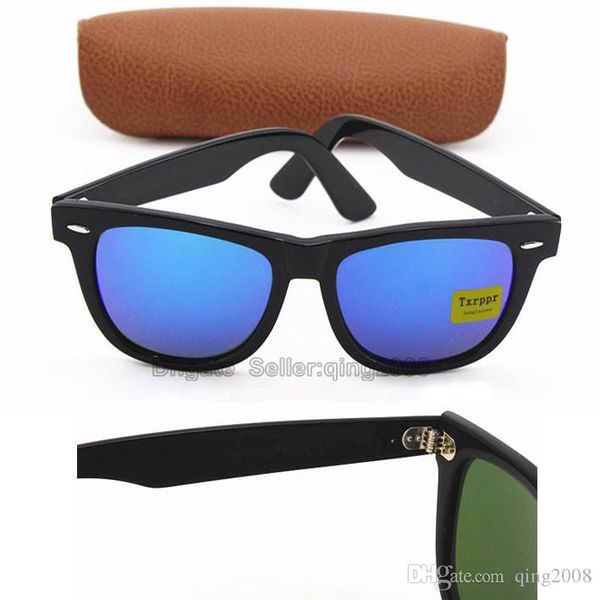 txrppr black metal hinge frame blue colorful 54mm fashion women men sunglasses uv400 with brown leather box, White;black
txrppr black metal hinge frame blue colorful 54mm fashion women men sunglasses uv400 with brown leather box, White;black