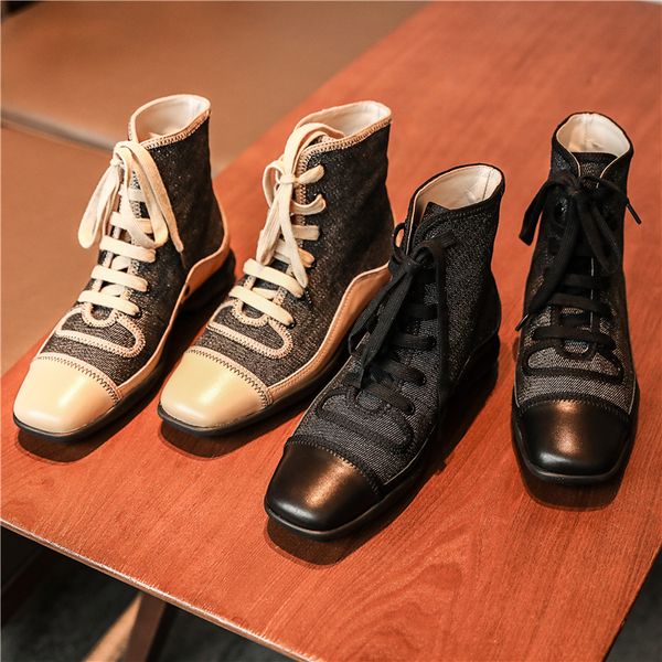 women's boots ankle spring shoes knee high berets summer autumn winter boots woman denim high lace up casual shoes sqaur, Black
women's boots ankle spring shoes knee high berets summer autumn winter boots woman denim high lace up casual shoes sqaur, Black