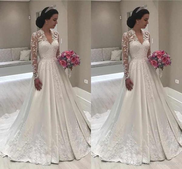 vintage v neck long sleeves wedding dresses lace appliques a line elegant charming boho bridal dresses, White
vintage v neck long sleeves wedding dresses lace appliques a line elegant charming boho bridal dresses, White