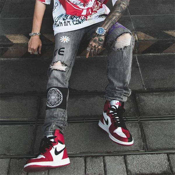 2019 vintage hip-hop pure cotton jogger distressed hole baggy denim slim fit casual pants men gray jeans hole in the knee jeans, Blue
2019 vintage hip-hop pure cotton jogger distressed hole baggy denim slim fit casual pants men gray jeans hole in the knee jeans, Blue