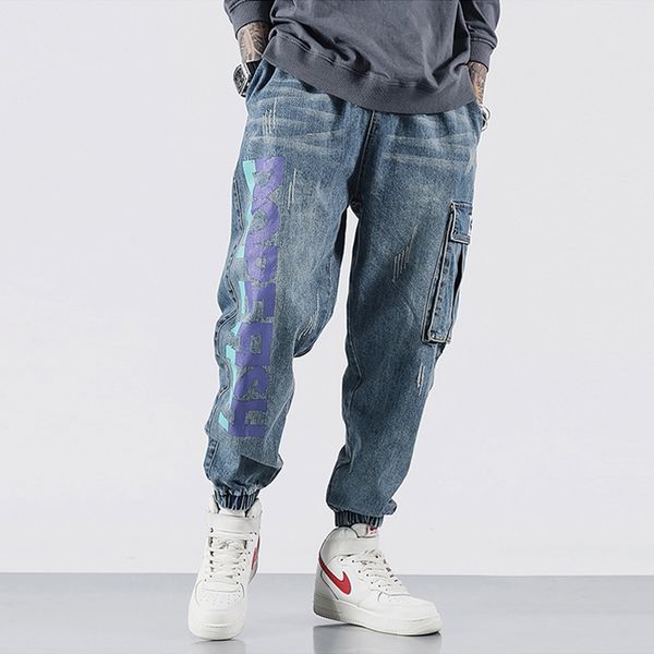 fashion streetwear men jeans loose fit big pocket cargo pants harem jeans printed designer hip hop jogger men, Blue
fashion streetwear men jeans loose fit big pocket cargo pants harem jeans printed designer hip hop jogger men, Blue