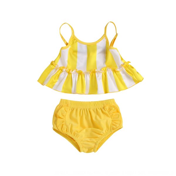 2020 asian yellow split 2020 children's swimwear bikini swimsuit swimsuit asian yellow children's bikini split swimwear, White;black