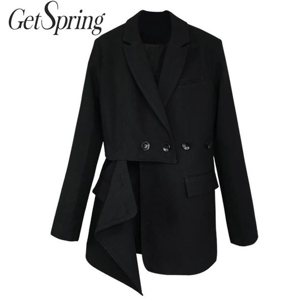 getspring women coat women suit coats patchwork irregular blazers jackets asymmetry long black oversized blazers, White;black
getspring women coat women suit coats patchwork irregular blazers jackets asymmetry long black oversized blazers, White;black