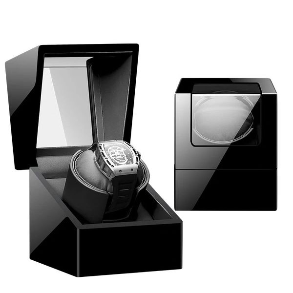 black single wooden watch winder with quiet japanese motor multi rotation modes, Black;blue
black single wooden watch winder with quiet japanese motor multi rotation modes, Black;blue