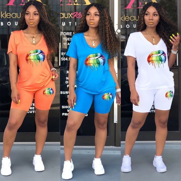 2019 summer european new short-sleeved offset rainbow lip painted solid color two-piece set, support mixed batch, Gray
2019 summer european new short-sleeved offset rainbow lip painted solid color two-piece set, support mixed batch, Gray