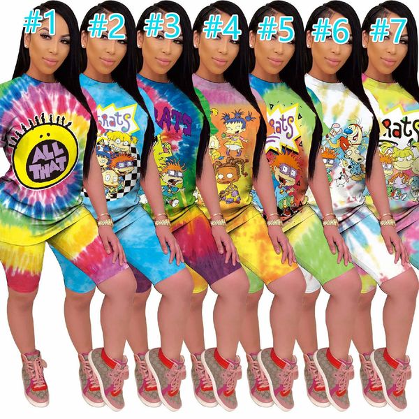 women two piece short outfits summer designer tracksuit cartoon short sleeve t shirt sportsuit shorts pants sport suit 785, White;black
women two piece short outfits summer designer tracksuit cartoon short sleeve t shirt sportsuit shorts pants sport suit 785, White;black