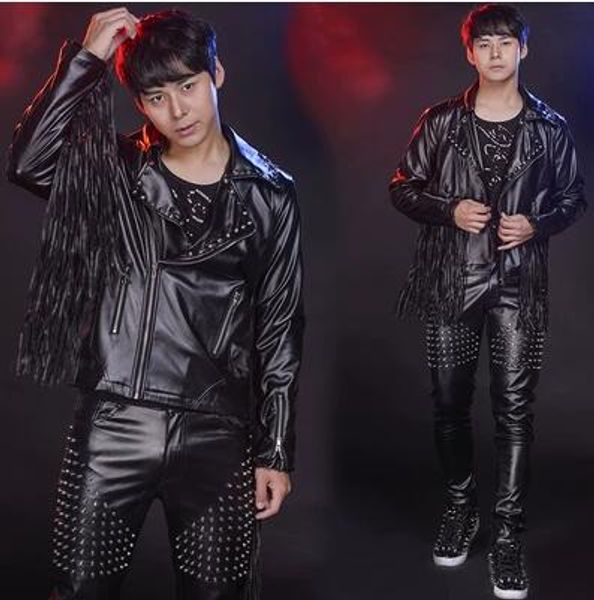 s-5xl 2019 new nightclub men's fashion singer ds dj tassel rivet motorcycle leather jacket korean plus size bar stage costumes, Black
s-5xl 2019 new nightclub men's fashion singer ds dj tassel rivet motorcycle leather jacket korean plus size bar stage costumes, Black