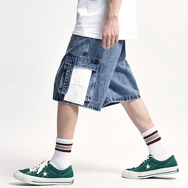 patchwork multi-pocket denim shorts men streetwear baggy wide-leg short jeans men's elastic waist knee-length pants, Blue
patchwork multi-pocket denim shorts men streetwear baggy wide-leg short jeans men's elastic waist knee-length pants, Blue