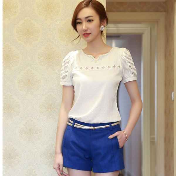 blouse women loose lace patchwork hollow out chiffon blouse solid short sleeve female o-neck summer shirt women 2020, White
blouse women loose lace patchwork hollow out chiffon blouse solid short sleeve female o-neck summer shirt women 2020, White