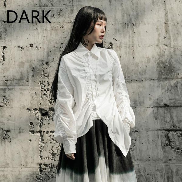 spring 2020 new personality irregular wrinkled loose long-sleeved shirt women, White
spring 2020 new personality irregular wrinkled loose long-sleeved shirt women, White