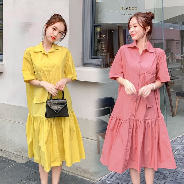 1857#maternity clothes summer solid color a line short sleeve easy matching loose stylish dress for pregnant women mom dress, White
1857#maternity clothes summer solid color a line short sleeve easy matching loose stylish dress for pregnant women mom dress, White