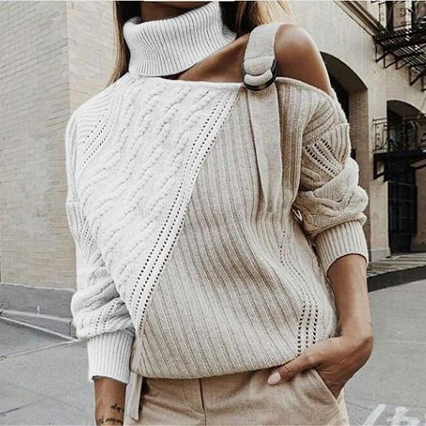 sweater jumper women patchwork turtleneck knitwear autumn winter long sleeve off shoulder buckle knitted pullover, Black;red
sweater jumper women patchwork turtleneck knitwear autumn winter long sleeve off shoulder buckle knitted pullover, Black;red