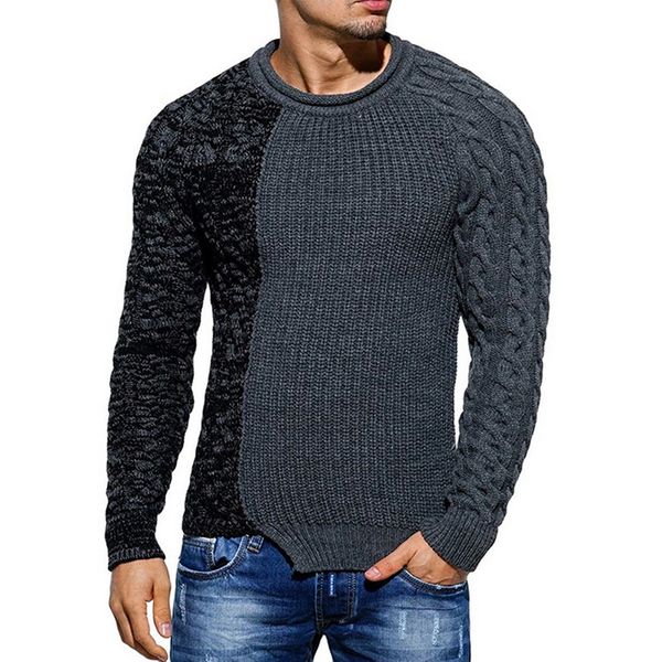 new autumn winter men's fashion round neck color matching long sleeve wild pullover slim patchwork sweater, White;black
new autumn winter men's fashion round neck color matching long sleeve wild pullover slim patchwork sweater, White;black