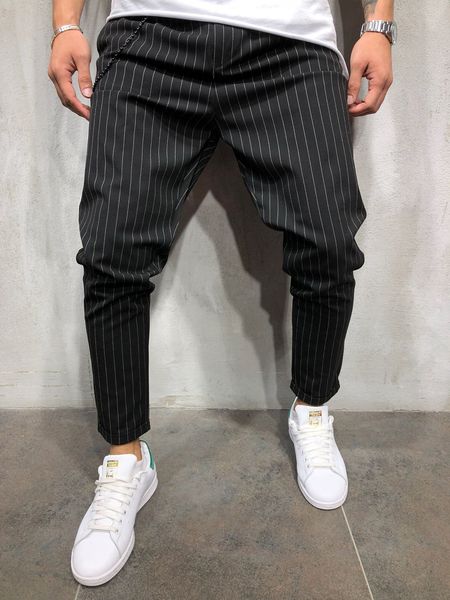 new hip-hop casual fashion striped feet mens pants slim fit pencil skinny trousers, Black
new hip-hop casual fashion striped feet mens pants slim fit pencil skinny trousers, Black