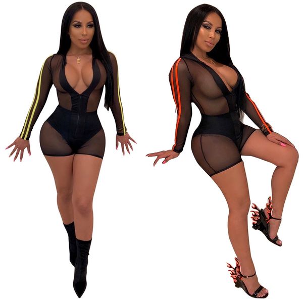 women mini shorts jumpsuit rompers bodycon mesh long sleeve fashion night club party playsuits bodysuits, Black;white
women mini shorts jumpsuit rompers bodycon mesh long sleeve fashion night club party playsuits bodysuits, Black;white